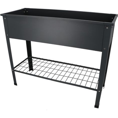 Esschert Design – Carré potager sur pied en acier – Dimensions L 100,5 x P 40,5 x H 80,5 cm – Résistant aux intempéries – Finition gris anthracite