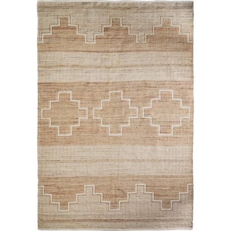 Tapis Alaia Classique en Jute Marron - Marron Chaleureux avec Motifs Beiges (1/5)