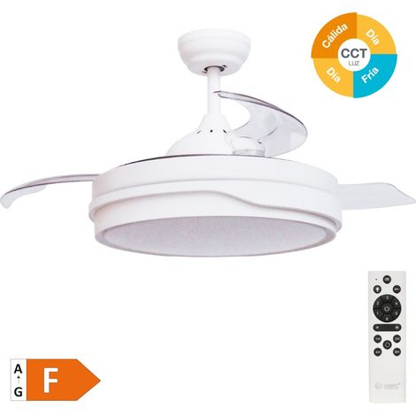 Ventilador de techo "Lentini" con luz LED regulable y mando a distancia (36W 3CCT 3547lm con aspas retráctiles) color blanco (1/5)