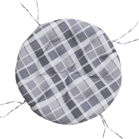 Kissen Rund Grau Karomuster Ø 100x11 cm Oxford-Gewebe vidaXL