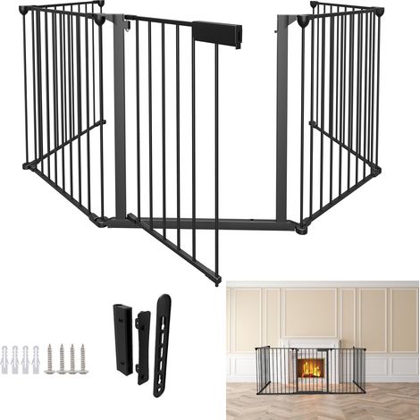 Jiubiaz Set 2 barreras de seguridad chimenea 310 cm 5 paneles negras (1/5)