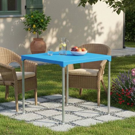 Brownstown Gartentisch, 4 Plätze, Fester Quadrattisch Made in Italy, Max. Länge 75 cm, 75x75x72h cm Blau (1/3)