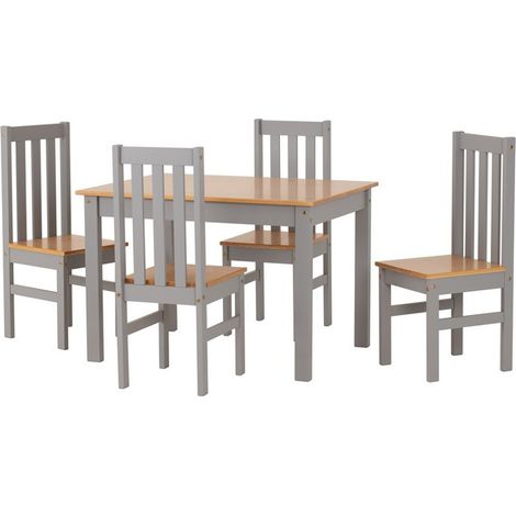 Ludlow 1+4 Dining Set - Grey/Oak Lacquer