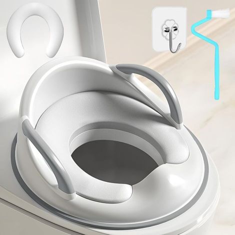 Réducteur Toilette Enfant,Rehausseur WC Enfant,Adaptateur Toilette Enfant avec Coussin Poignée Dossier,Reducteur WC Enfant Ré (1/4)