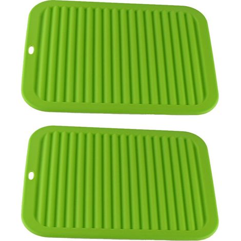 Dessous de plat polyvalent - Dessous de plat en silicone résistant à la chaleur - Supports de cuisson durables et flexibles pour plan de travail de cuisine, vert (1/4)
