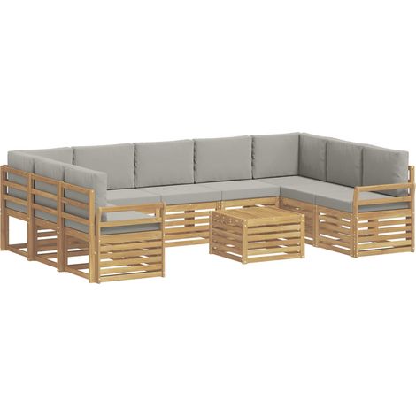 Set di divani da esterno 10 pz 9-Posti Bianco e Grigio Chiaro vidaXL (1/5)