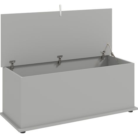 Coffre banquette de rangement avec couvercle à rabattement et charnières de sécurité, 100 x 40 x 40 cm, gris (1/5)