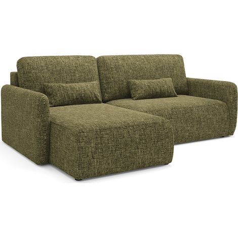 Umkehrbares und umwandelbares 3-Sitzer-Ecksofa mit Truhe Lazare Grün (1/5)