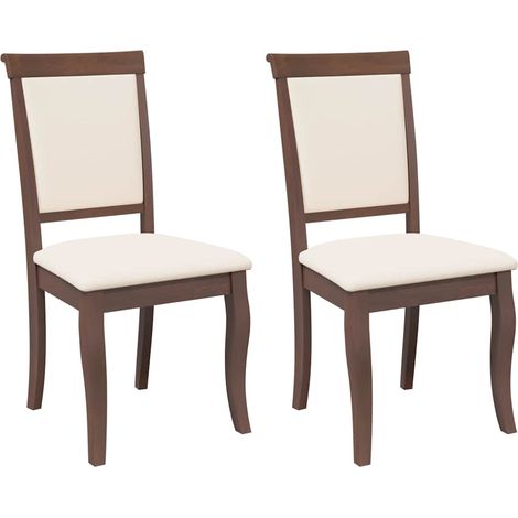 Sedie da Pranzo con Cuscini 2pz Marrone Legno Massello di Hevea vidaXL (1/5)