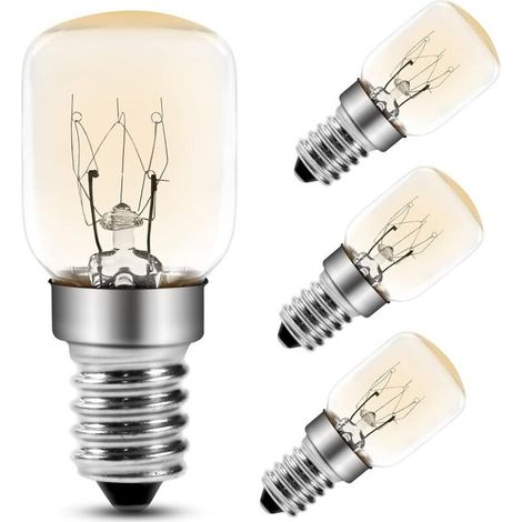 Ampoule Four 25W,E14 T25 Ampoule Incandescence 2200K Blanc Chaud, 300 Degres Ampoules Pygmées Pour Four, Micro-ondes, Lampe De Sel, Lot de 4 (1/4)