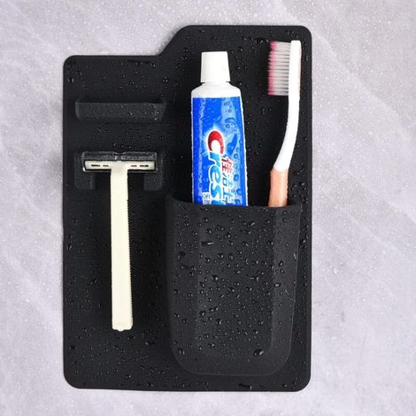 Soporte para cepillo de dientes y maquinilla de afeitar – Organizador de ducha de silicona, soporte para cepillo de dientes y artículos de aseo para la ducha, accesorio de baño – Desmontable y reutili (1/4)
