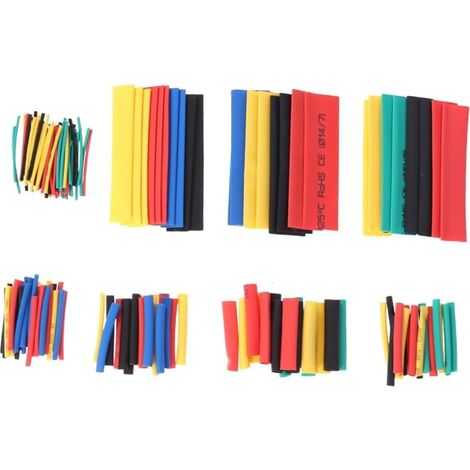 Ensemble de 164 gaines thermorétractables de couleurs assorties pour la gestion des câbles et leur utilisation en extérieur. (1/5)