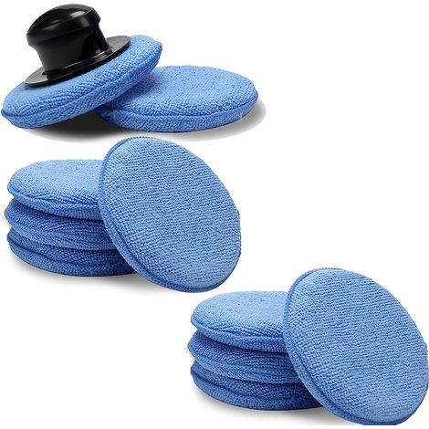 Lot de 10 tampons applicateurs en microfibre pour cire, applicateurs de polissage pour voiture, tampons ronds de 5 pouces pour le nettoyage et le polissage de precision (1/5)