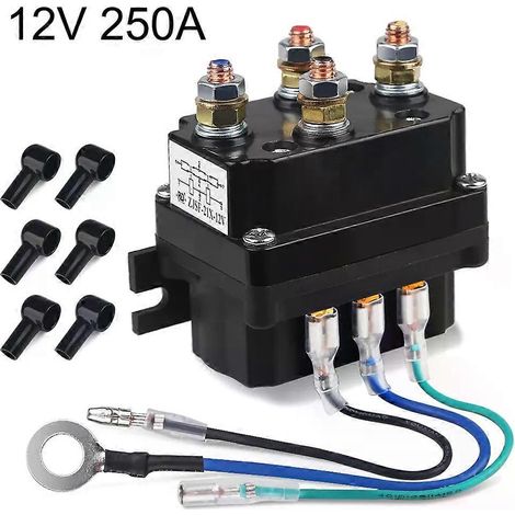 12V / 24V 250A Seilwinden-Magnetrelais-Schütz mit 6 Schutzkappen Universal FÜR ATV UTV 1500-5000lbs Seilwinde (250A) (1/4)