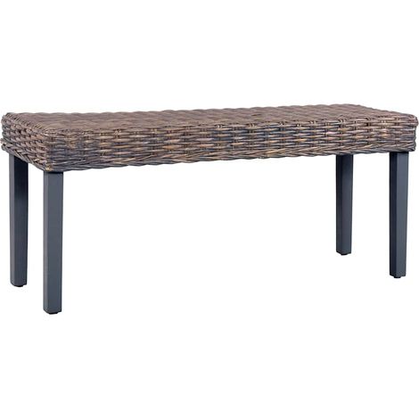 Banc 110 cm en rotin naturel kubu et bois d’acajou massif gris - PANGIVO (1/5)