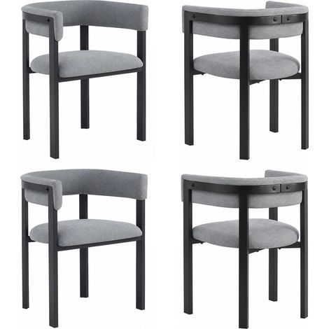 Lot de 4 chaises de salle à manger modernes, chaises en tissu chenille gris avec pieds en métal, dossier ergonomique pour salon et café (1/5)