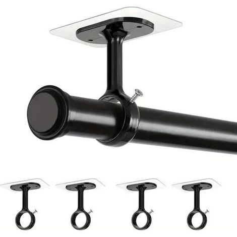 Supports adhésifs pour tringle à rideaux, sans perçage, lot de 4, pour salon, chambre et salle de bain (1/4)