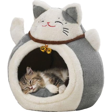 Lit chaud pour chat pour l'hiver - grotte à lapin partiellement fermée - (1/5)