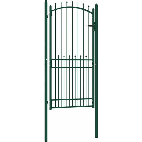 vidaXL Portail de clôture EMMEN avec pointes, acier, 104 x 147 cm, vert (1/5)
