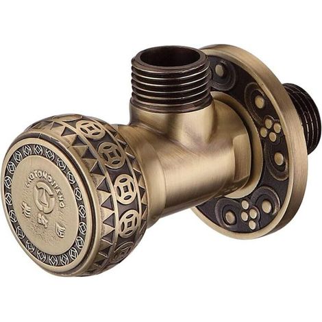 Robinet d'angle, accessoires de salle de bain, robinet d'arrêt d'eau en laiton antique, robinet d'angle, robinet d'angle 1/2, robinet d'angle