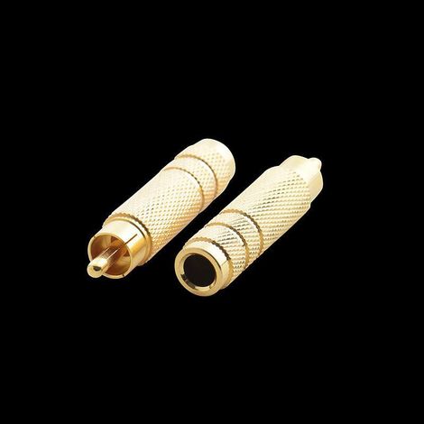 Audio adapter for amplifier/mixer: 6.5mm female AV connector to gold-plated male RCA, 6.35mm female audio adapter to male RCA.