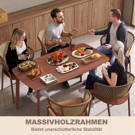Table à manger en bois style campagne, laquée, 150 x 80 x 76 cm, brun (1/5)