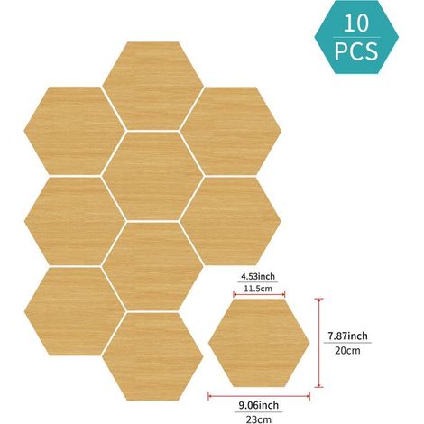 10 fondos hexagonales para colgar fotos y decorar paredes, además de una caja de chinchetas. 3002606 mm (1/5)