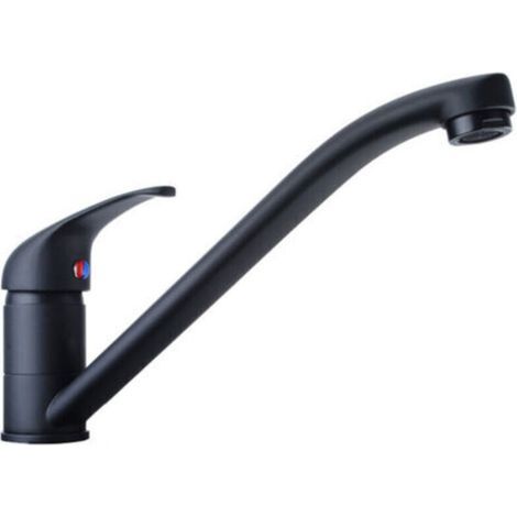 Küchenarmatur für Spülbecken, mattschwarz, 360° schwenkbar, Küchenarmatur aus Messing, mit G3/8"-Schlauchanschlüssen (1/4)