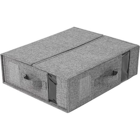 Boîte de Rangement pour Draps de Lit, Vêtements, Draps, Armoire, Couverture, Housse de Couette, Boîte de Rangement Grise (1/5)