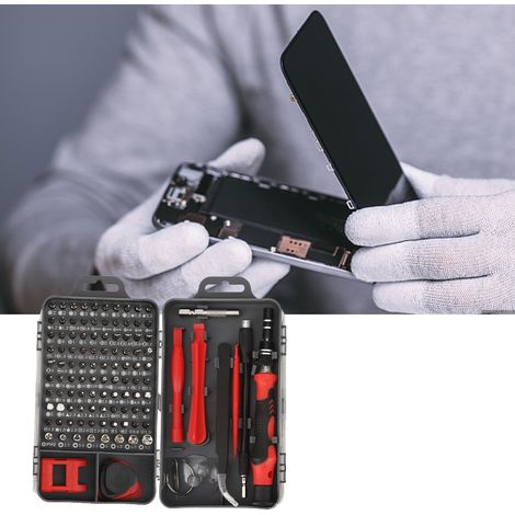 Jeu de tournevis 115 en 1, outil multifonction pour la réparation et le démontage de montres et de téléphones portables, rouge (1/5)