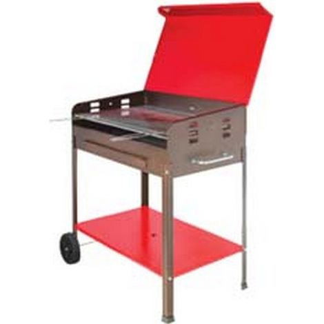 1PZ BARBECUE RETTANGOLARE A CARBONELLA "ETNA" CON RUOTE - bracere cm.50x80