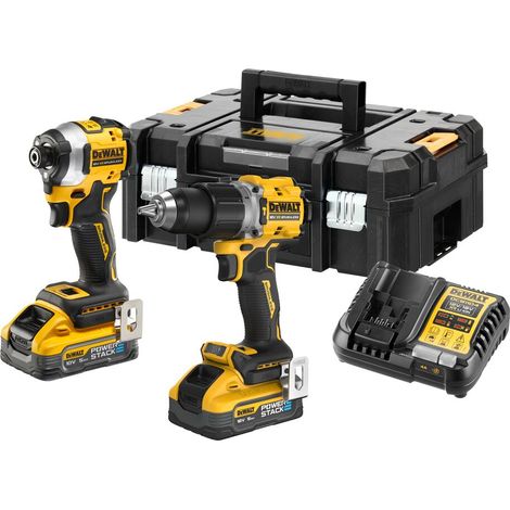 Dewalt DCK2050H2T 18V XR Twin Pack Kit - 2x 5.0Ah PowerStack Batteries, Charger & Tstak II Case