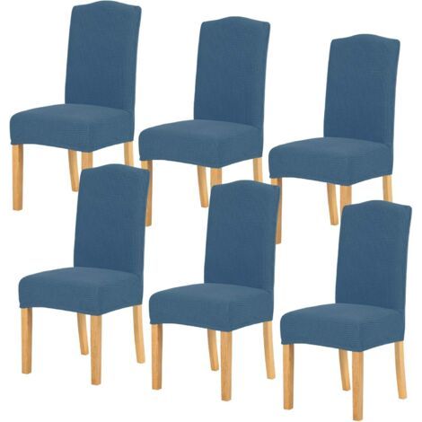 Housse de Chaise 6 pièces,Salle à Manger Stretch Extensible Antidérapante Couverture de Chaise,Housse de Salle à Manger Amovible Lavable Housse de Chaise pour Salle(6 pièces,Bleu Denim) (1/5)
