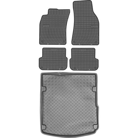 Set di tappetini in gomma per auto e tappetino per bagagliaio per Audi A6 C6 Seat dal 06.2006 al 2011.