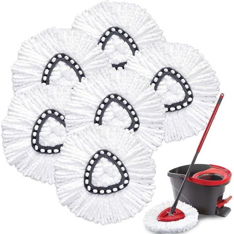 Recambio de 6 paños de microfibra para fregona rotativa Vileda O-Cedar EasyWring - Paños triangulares para cabezal de fregona rotativa - Paquete de 6 (1/4)