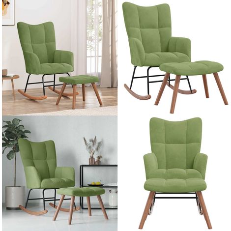 Schaukelstuhl mit Hocker Samt Hellgrün - Samtsofa - Relaxsessel - Schaukelstuhl - Lounge Chair - Gemütlicher Stuhl - Home & Living (1/5)