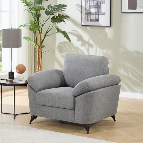 MALMO MODERN SCANDI STYLE FABRIC LIVING ROOM CHAIR GREY