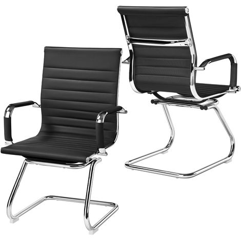 Homevive Pack de 2 Unidades Silla de Oficina Silla Negra Silla de Recepción Silla para Conferencia Sala de Estar Silla de Trabajo (1/5)