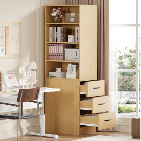Mueble librería con cajones laterales 60x38x180 OKMYHOME (1/5)