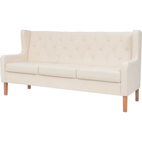 Set divano 2 pezzi in tessuto bianco crema 020020269