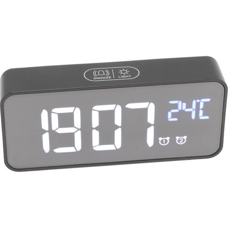 Digitaler LED-Spiegelwecker, großes Display, einstellbare Helligkeit, Schlummerfunktion, Speicherfunktion bei Stromausfall, 13 Melodien für Zuhause (1/5)