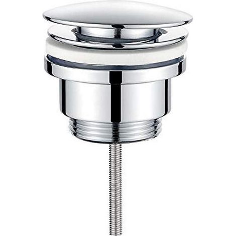 Bonde clic-clac universelle pour lavabo en laiton chromé - Vidage push-pull standard, mécanisme durable, finition brillante, adaptable à tous éviers. (1/4)