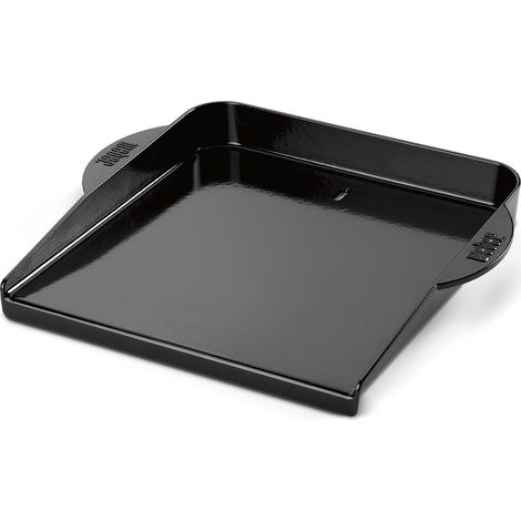 Weber – Plancha en fonte émaillée 43x36cm – Surface inclinée pour sauces – Poignées pour transport – Cuisson uniforme pour barbecue
