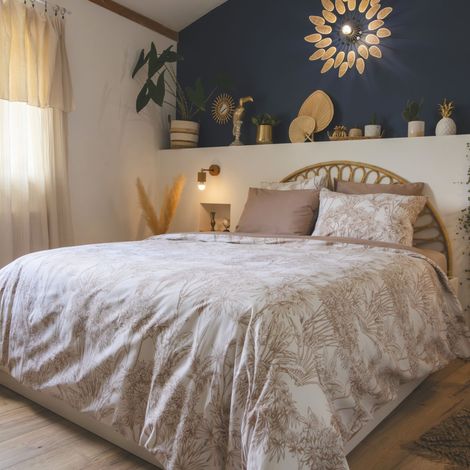 Housse de couette 260x240 coton à fleurs Terre de Nuit Flora - FLORA