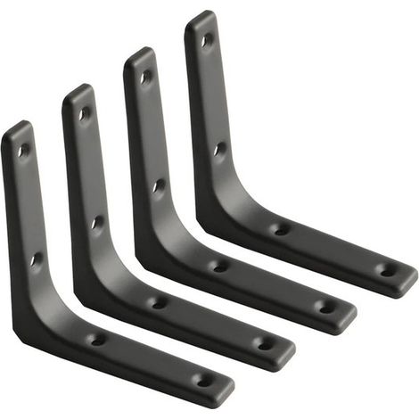 Design minimaliste - 100 mm x 100 mm - Supports d'étagère en métal - Finition noire mate - Support solide - Convient pour un usage - 4 pièces (1/5)
