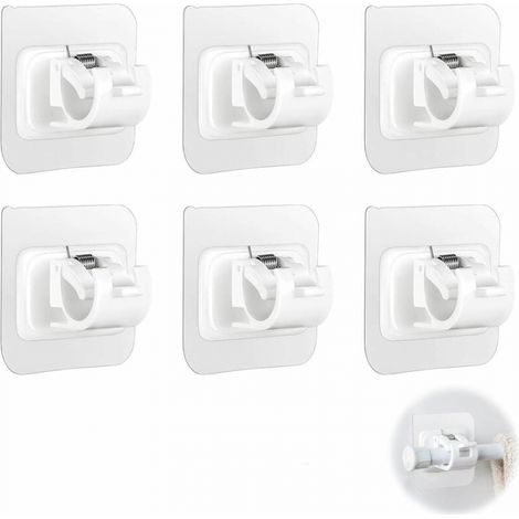Lot de 10 supports de tringle à rideaux, sans perçage, transparents, auto-adhésifs. (1/5)