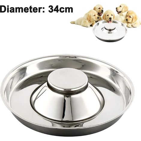 Bol Pour Chien - Acier Inoxydable - Design Antidérapant avec Anneau en Caoutchouc - Bord Lisse et Profil Bas - Empilable - Pour Chiots et Chiens de Grande Taille - 1 Pièce
