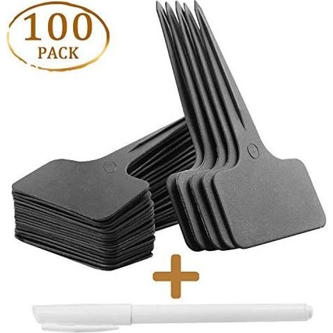 100 Pcs Étiquettes De Plantes En Plastique Étiquettes De Jardin De Pépinière Étanche Étiquettes De Jardin De Type T Marqueurs De Plantes Noir Avec Stylo Marqueur Blanc