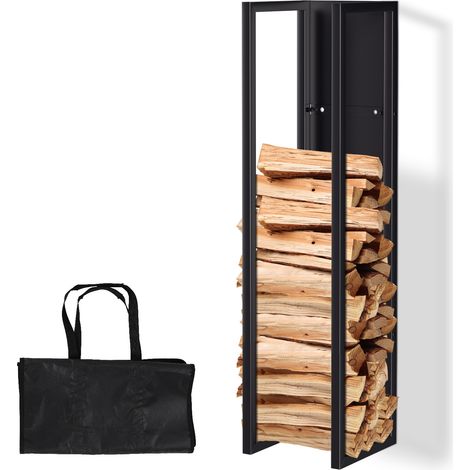 Jiubiaz étagère à bois de cheminée aide à l’empilage 25×25×100cm en métal pour salon rangement pour bois de chauffage (1/5)