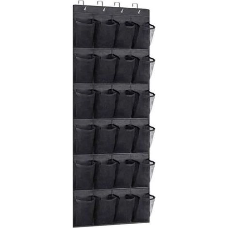 Ce sac de rangement suspendu à une porte est fabriqué en tissu non tissé et mesure 55 x 150 cm. Il dispose de 24 poches de 13,6 x 21 cm pour ranger vos chaussures, vêtements et jouets (1/5)